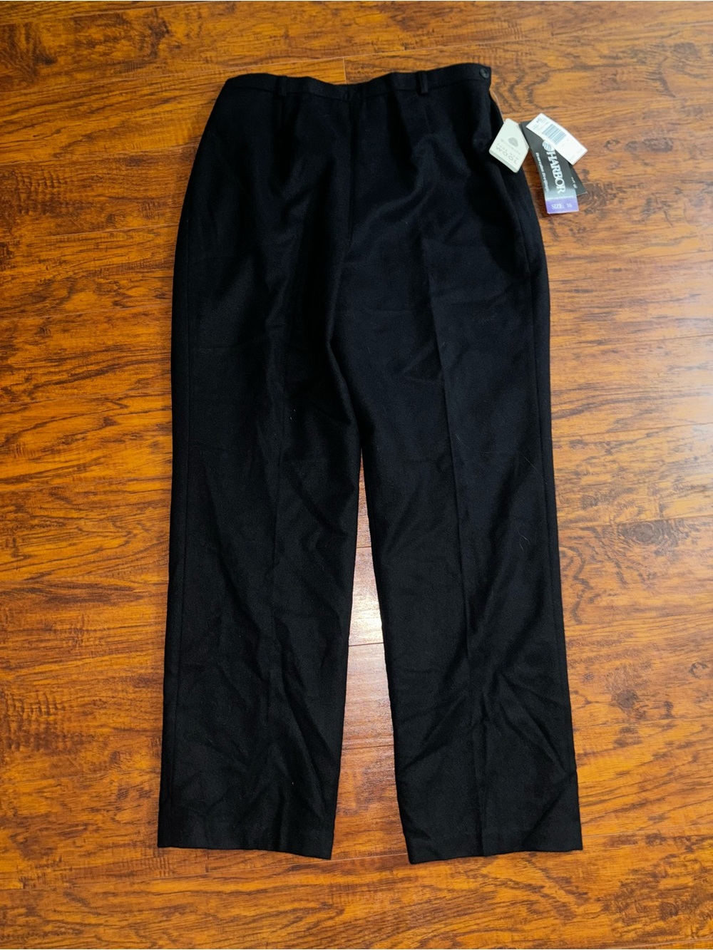 Sag Harbor NWT 100% Pure New Wool Dress Pants Black Straight Woolmark Trousers